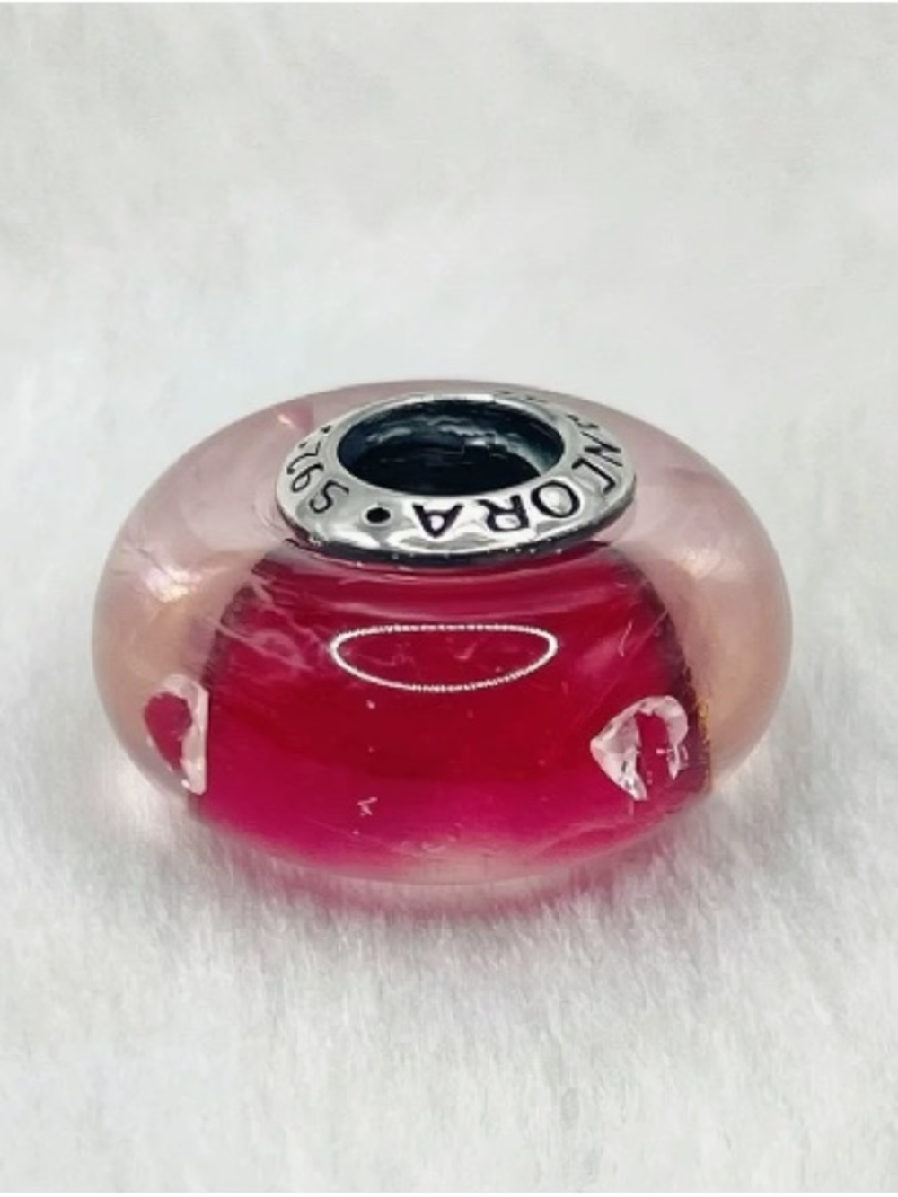 Pandora Pink Gradient Glass Charm Bead